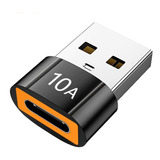 Convertidor Otg 10a Tipo C A Usb Macho Datos Atla Velocidad 