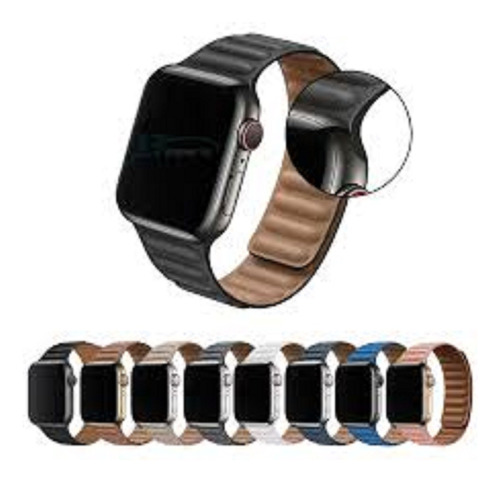 Pulseira Smartwatch Couro Magnética Compatível Apple Watch