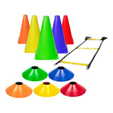 Kit Treinamento Funcional Escada 2,5m + 5 Pratos + 5 Cones 