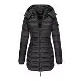 Jaqueta Nylon Preta Feminina Alongada Forrada Puffer Inverno