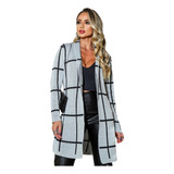 Casaco Feminino Tricot Alongado Elegante Cardigan Inverno