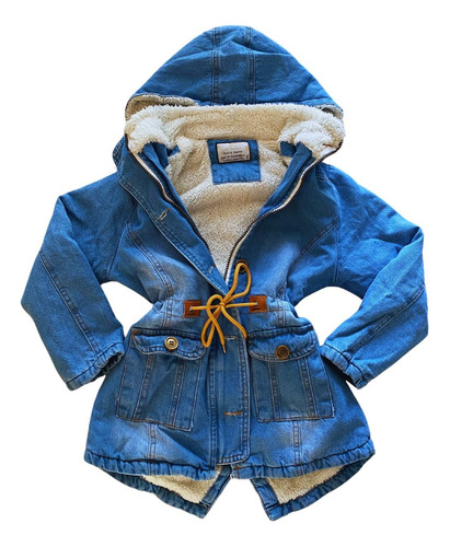 Campera De Jean Con Corderito Y Capucha Nena