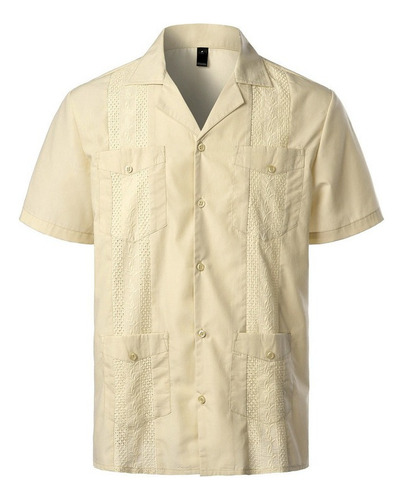 Camisa De Manga Corta Para Hombre Cubano Guayabera