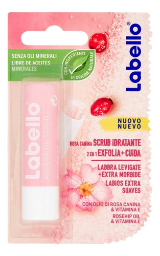 Labello Bálsamo Labial Exfoliante Scrub Con Rosa Mosqueta 4g