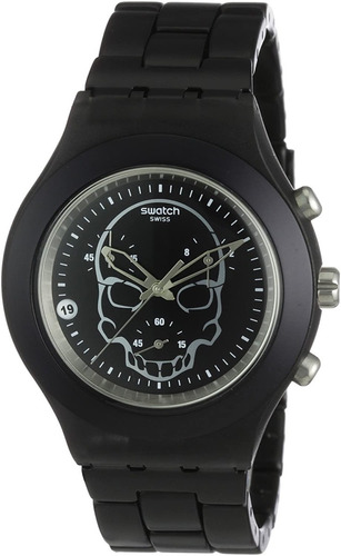Reloj Swatch Hombre Full Blooded Black Skull Svcf4001ag