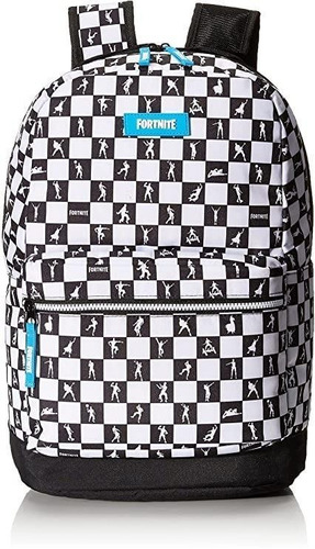 Bolso Mochila De Fortnite Grande Niños Adulto Urbana Escolar Color Blanco Y Negro