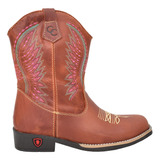 Bota Infantil Cowboys Bico Quadrado Mãe&filha Marrom Texana