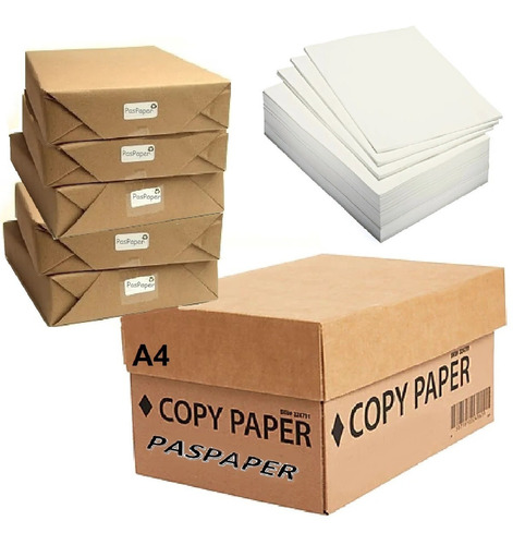 Papel Sulfite A4 Caixa C/ 5 Pacotes De 500 Folhas Reciclado