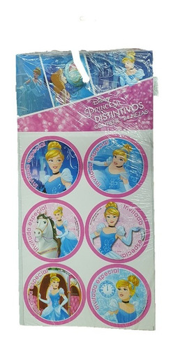 24 Distintivos Stickers Fiesta Infantil Princesas Cenicienta