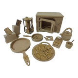 Set Cocina-mate-microondas Kit Juego Accesorios Infantil Mdf