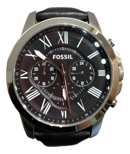 Reloj Fossil Fs4812 Usado Acero Inoxidable Cuero Negro Dual