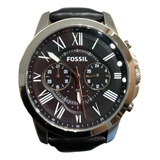 Reloj Fossil Fs4812 Usado Acero Inoxidable Cuero Negro Dual
