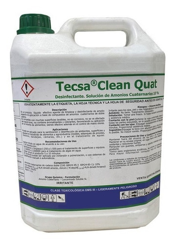 Tecsa Clean Quat Bidón De 5 Kg - Amonio Cuaternario 10% 