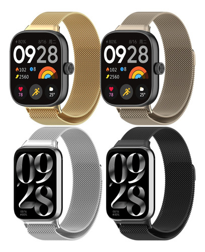 4 Correas Milanesa Para Xiaomi Mi Band 8 Pro / Redmi Watch 4