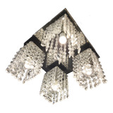 Plafon De Sobrepor Cristal E Metal - Cromado Para 4 Lampadas