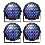 Kit 4 Refletor Parled 60x3w Rgb Triled 3in1 Slim Dmx Festas 110v/220v