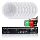 Kit Som Ambiente Amplificador Bt Fm +8 Arandelas Gesso Teto 