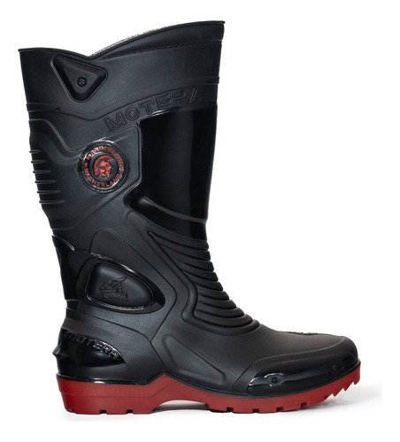 Botas Masherland® 852 Biker Caucho Negro/rojo