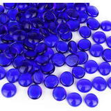 Gemas De Vidrio Decorativas Planas Blancas 1.9 Cm 450gr Azul