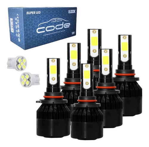 Kit 6 Lâmpadas Super Led 8000k Code Farol Alto Baixo Milha