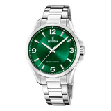 Reloj Festina Hombre Acero Solar Energy F20656.3 Color De La Malla Plateado Color Del Bisel Plateado Color Del Fondo Verde Oscuro