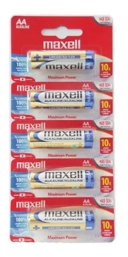 Bateria Maxell Alcalina Aa X5 Pila 1.5v Duración Maxima