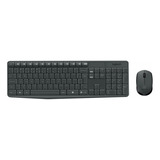 Combo Teclado E Mouse S/ Fio Logitech Mk235 Usb Abnt2 Preto