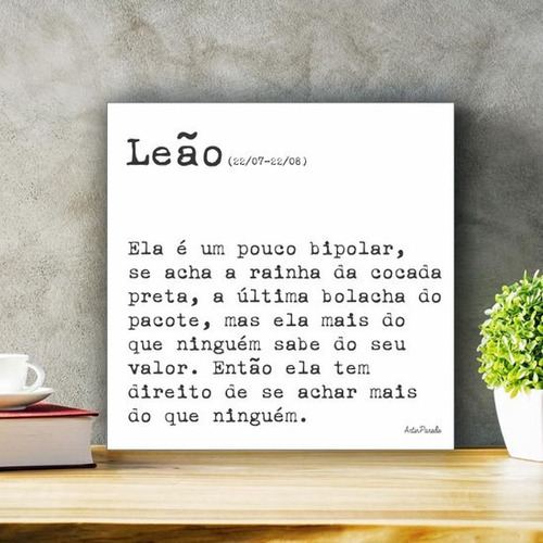 Placa Decorativa Quadro Frase Signo Leão Tamanho P|