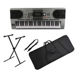 Kit Teclado 5 Octavas Tecla Sensible Mk 935 + Estuche + Base