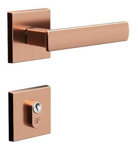 Fechadura Externa 3f 741e/117 Roseta Quadrada Rose Gold