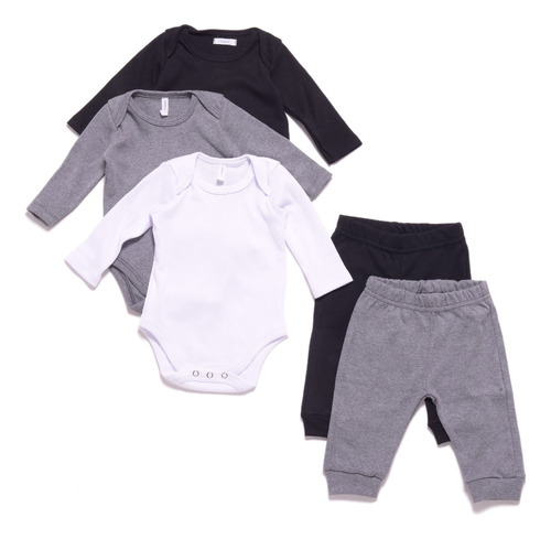 Conjunto 5 Piezas Bebé Body Y Pantalón Algodón Baby Ginos