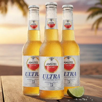 Kit 3un Cerveja Amstel Ultra Zero Glúten 275ml Low Carb