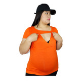 Polera Maternal Y Lactancia Naranja Happy