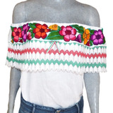 Blusa Bordada Campesina Unitalla / Blanca Fiestas Patrias Fl