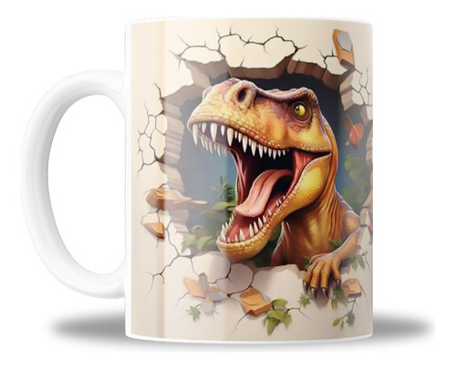 Taza De Ceramica, Dinosaurios, Pared, 11oz, A Elegir, T Rex