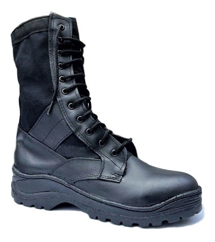 Botas Militares Hombre/dama Piel Con Lona Zapatos