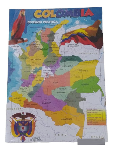 Rompecabezas Juego Educativo Mapa De Colombia 45 Pcs