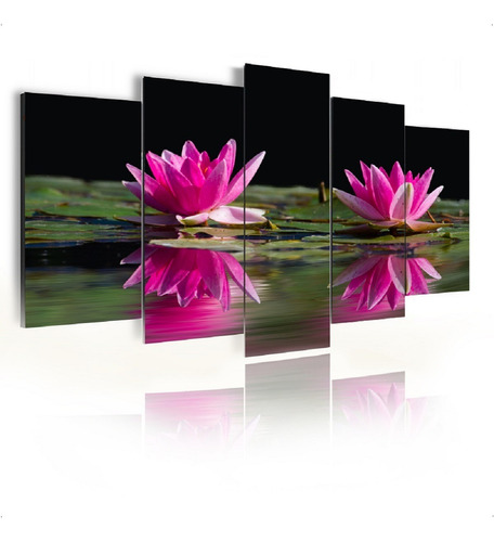 Kit Quadro Decorativo Grande Para Parede Sala De Lotus Flor