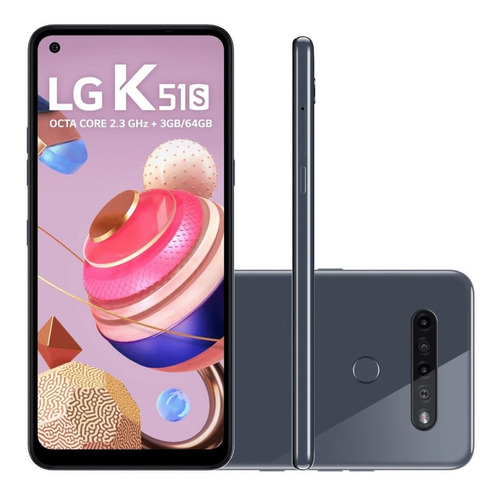 Smartphone LG K51s Tela 6,55'' 4g 3gb 64gb Ram Titânio Cor Cinza-escuro