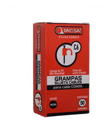 Grampas Sujeta Cable Tacsa N° 6 Para Cable Coaxil Caja X50u