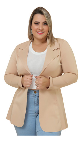 Max Blazer Sobretudo Feminino Neoprene Plus Size G1 G2 G3