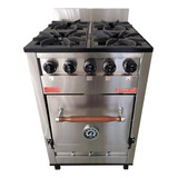 Cocina Industrial Pevi 4 Hornallas 55 Cm Ac. Inox H Pizzero