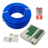 Kit  70 Mts De Cabo Rede Cat 5+50 Plugs Rj45 + Testador Rj45