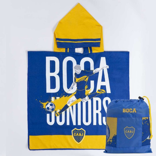 Ponchito Infantil Toallon Poncho Boca Jr Microfibra Futbol