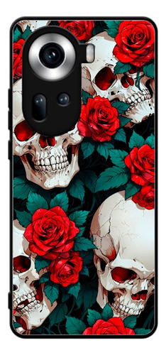 Funda Case Hallowen Rosas Rojas Calavera Skull Para Oppo