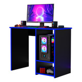 Mesa Gamer Px Com Nicho Preto E Azul