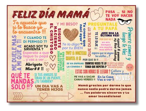 Cuadro Cartel Metalico Frases Dia De La Madre 30x40 Cm