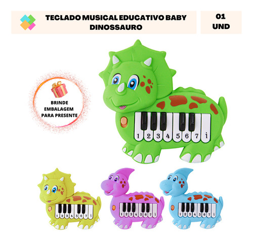 Brinquedo Teclado Musical Bebê Piano Dinossauro Com Músicas