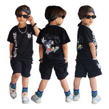 Conjunto Masculino Roupa Infantil Mickey Camisa + Bermuda