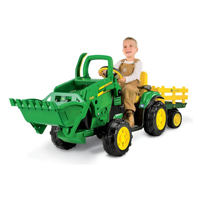 Montable Tractor Cargador D Tierra Y Remolque John Deere 12v Verde/amarillo
